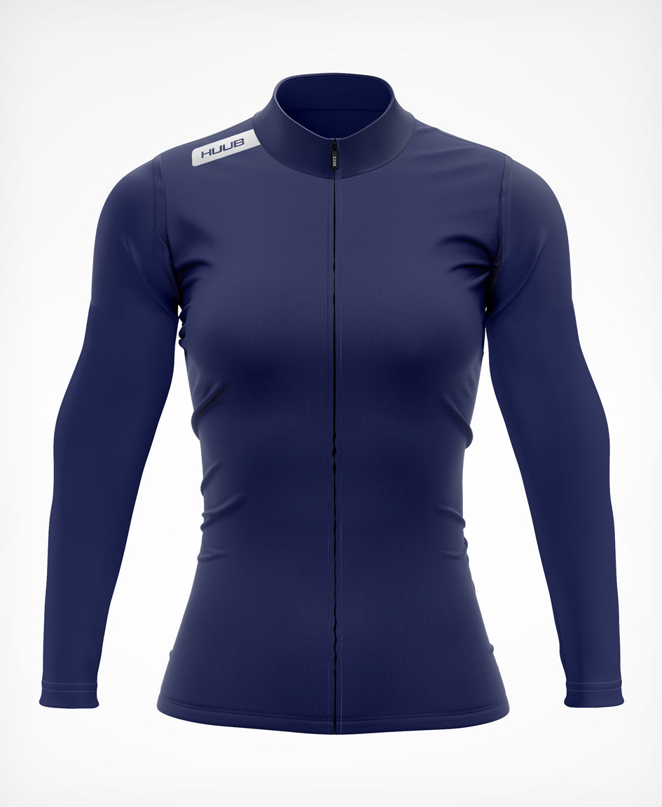 rennrad langarmtrikot damen Attain Langarm-Trikot Navy – Damen – HUUB Design