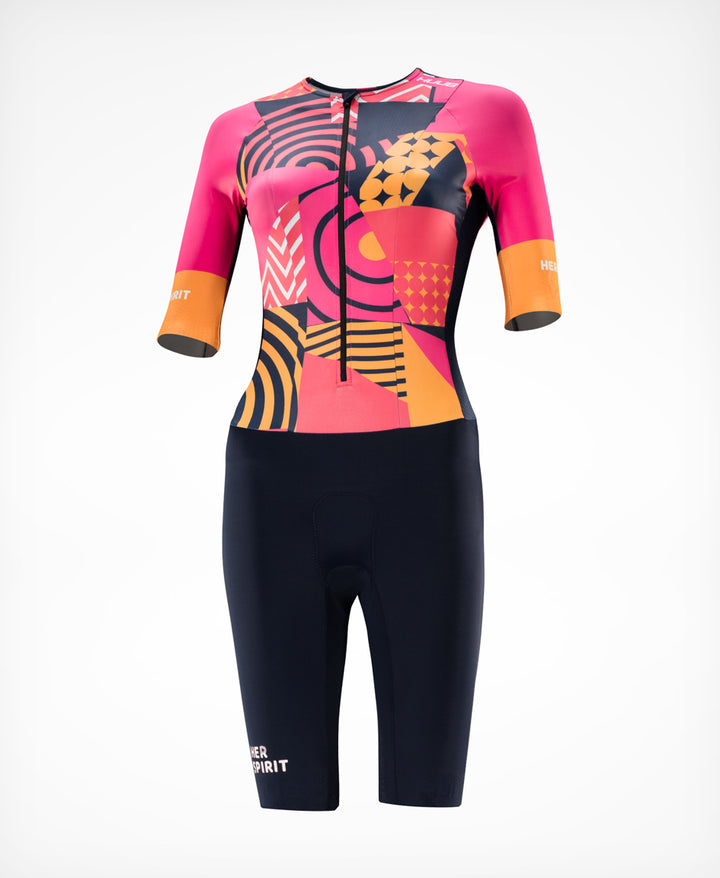 Her Spirit Long Course Tri Suit Patchwork- Women's