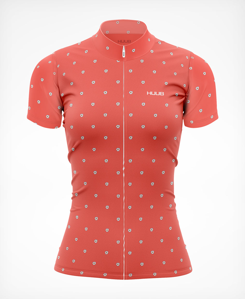 La Fleur Short Sleeve Jersey Coral Flowers - Women's