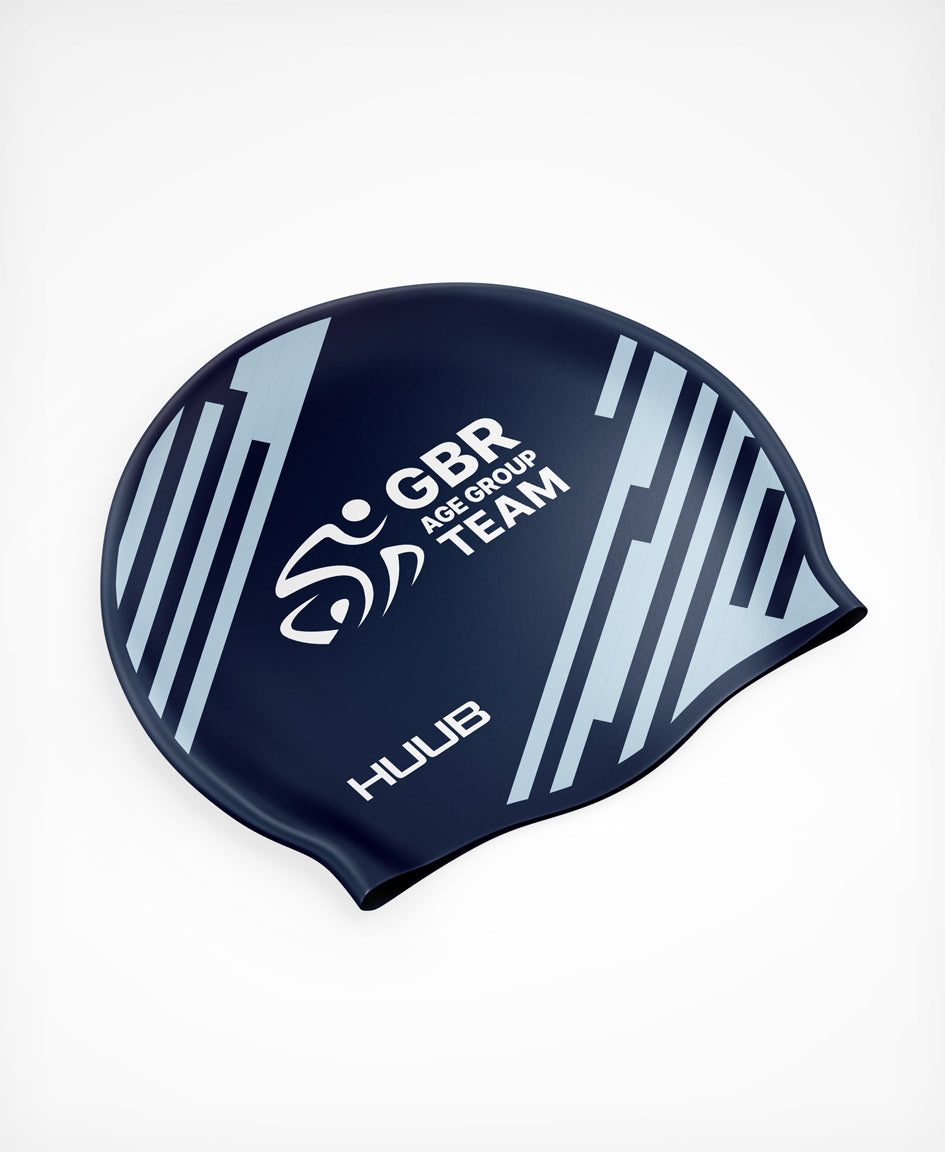 BTF Age-Group Silicone Swim Cap - Navy/Ice Blue (VIEW ONLY)