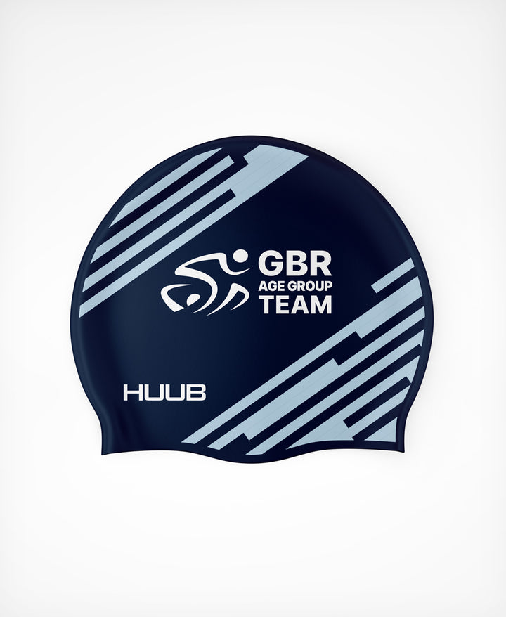 BTF Age-Group Silicone Swim Cap - Navy/Ice Blue (VIEW ONLY)