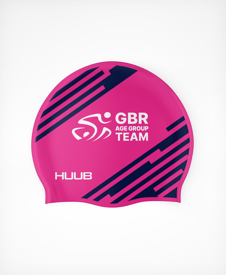 BTF Age-Group Silicone Swim Cap - Pink/Navy (VIEW ONLY)