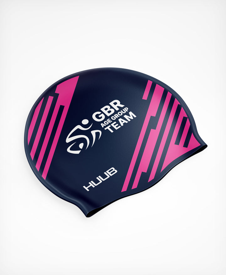 BTF Age-Group Silicone Swim Cap - Navy/Pink (VIEW ONLY)