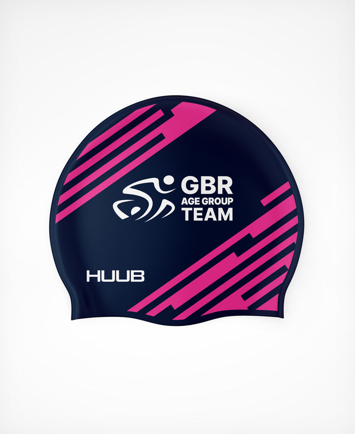 BTF Age-Group Silicone Swim Cap - Navy/Pink (VIEW ONLY)