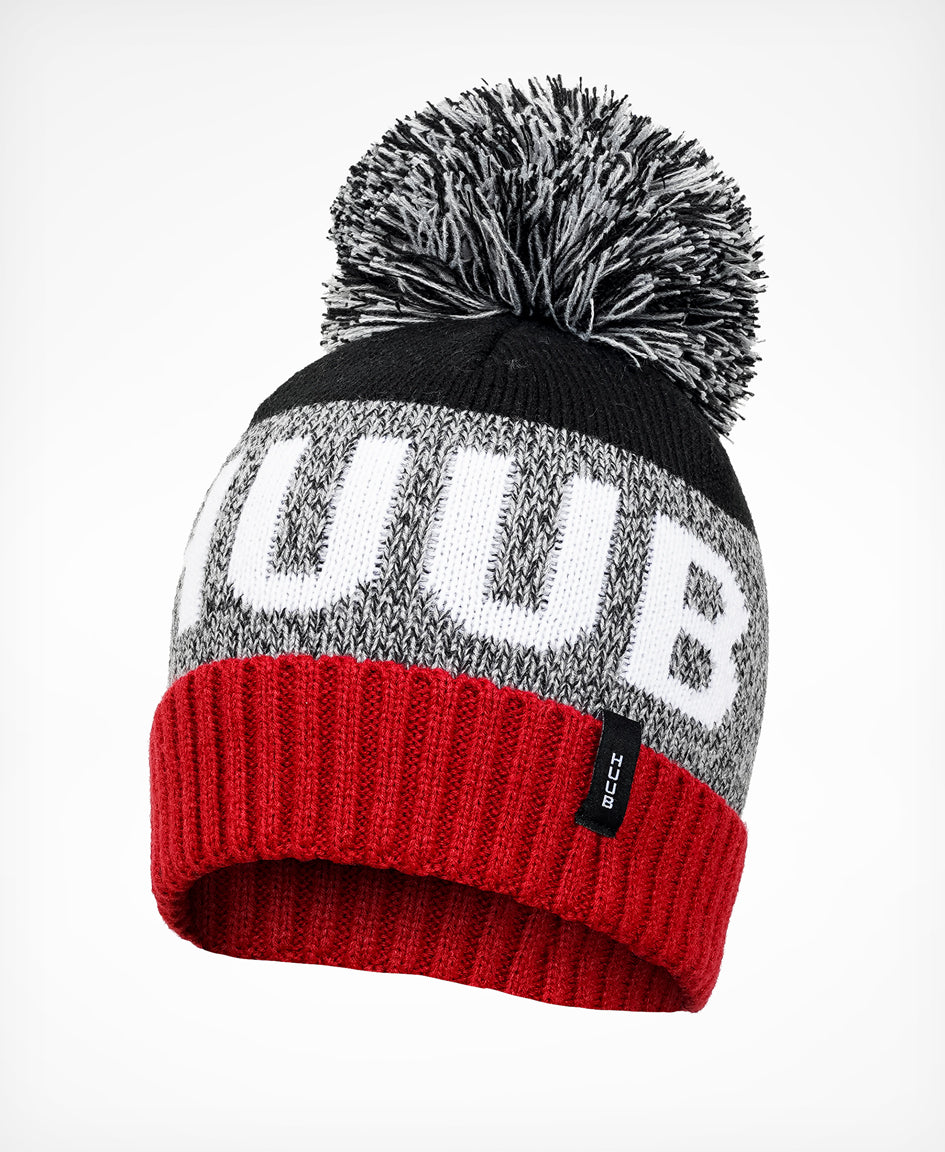 Bobble Hat - Black/Burgundy