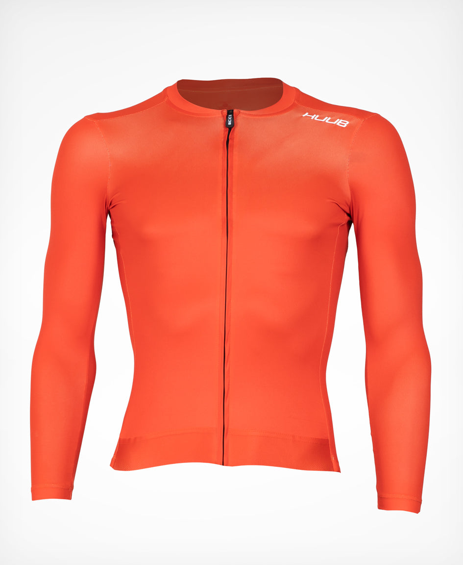 Orange Long Sleeve Cycle Jersey - Men's