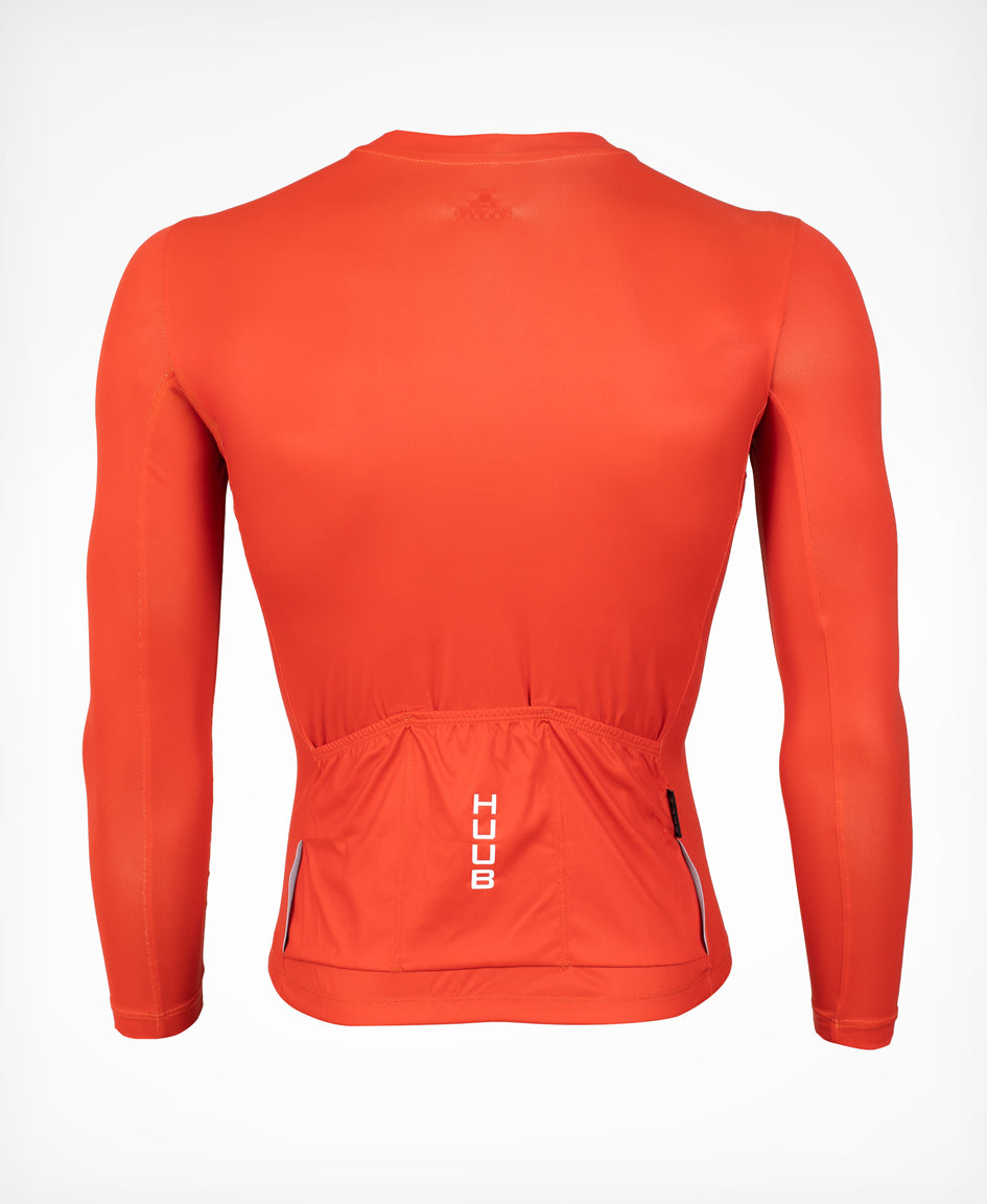 Orange Long Sleeve Cycle Jersey - Men's