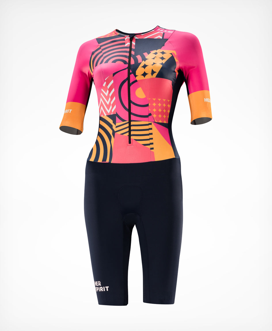 Her Spirit Long Course Tri Suit Patchwork- Women's