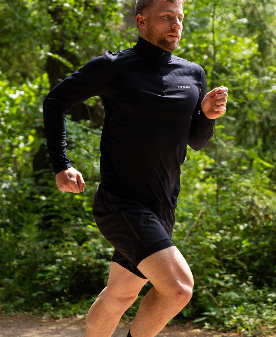 Seamless Long Sleeve Half Zip Black - Men's