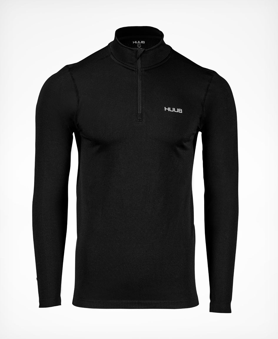 Seamless Long Sleeve Half Zip Black - Men's