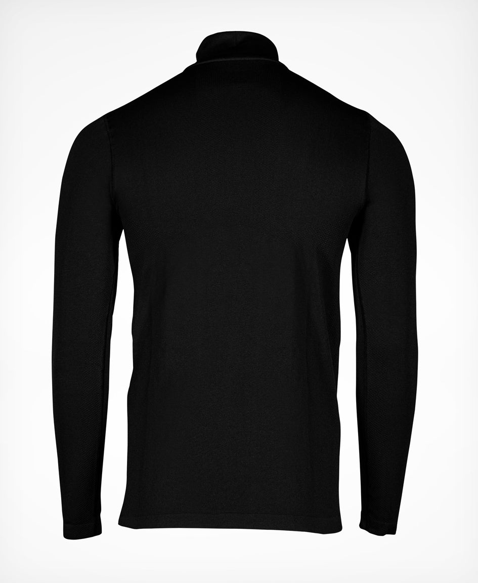Seamless Long Sleeve Half Zip Black - Men's